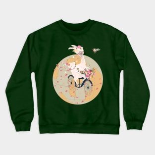 Llama on a bicycle Crewneck Sweatshirt